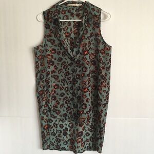 Liberty Love Sleeveless Leopard Print Top - Green and Orange